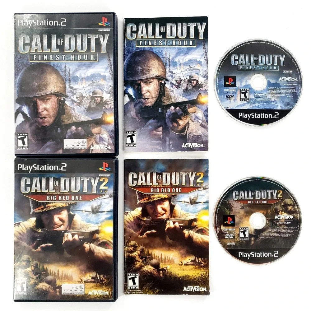 Call of Duty: Finest Hour & COD 2: Big Red One Sony PlayStation 2 Complete Works
